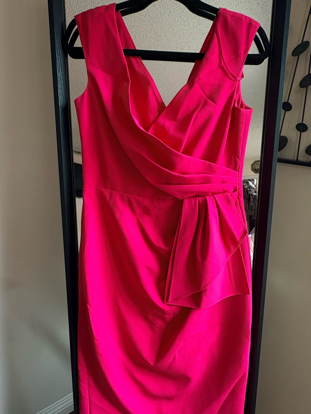 Eliza J Vibrant Fuchsia Sleeveless Drape-Front Midi Dress